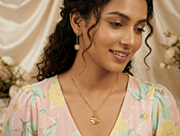 18 kt Gold Gilded Daisy Necklace Set