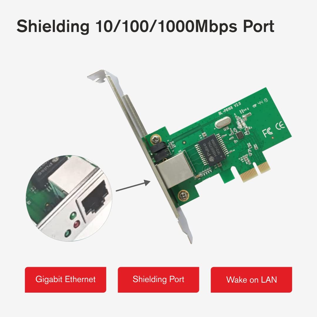 PCI Express LAN Card Network Adapter | 10/100/1000 Mbps, Wake on LAN, RJ45 Port for Windows PCI Express LAN Card Network Adapter | 10/100/1000 Mbps, Wake on LAN, RJ45 Port for Windows
