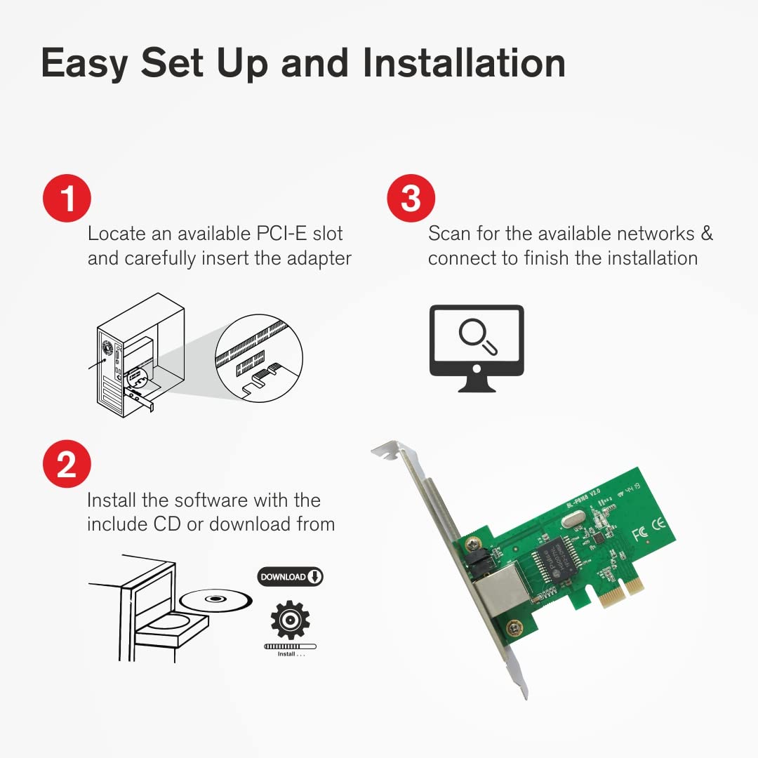 PCI Express LAN Card – 10/100/1000 Mbps Network Adapter