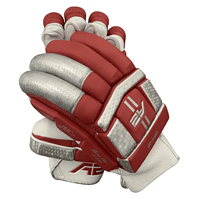 A2 VERVE RED AND SLIVER BATTING GLOVES RH