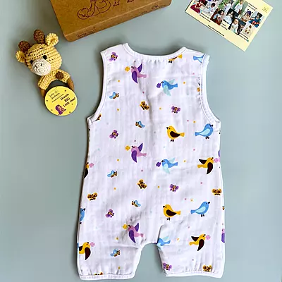 Muslin Cotton Sleeveless Romper | New Born Baby | Unisex Premium | Super Soft