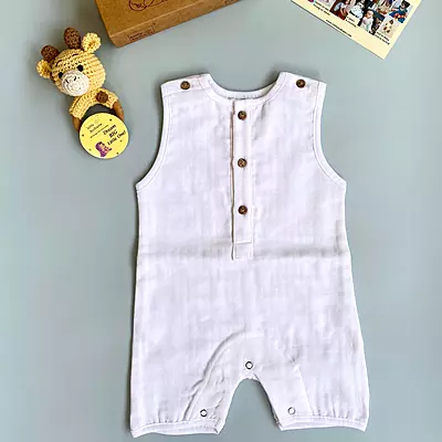 Muslin Cotton Sleeveless Romper | New Born Baby | Unisex Premium | Super Soft