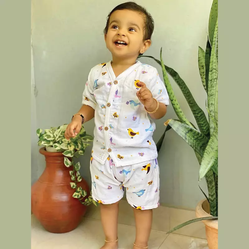 Muslin Cotton Short-Sleeve Set