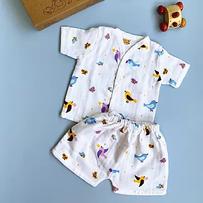 Muslin Cotton Short-Sleeve Set