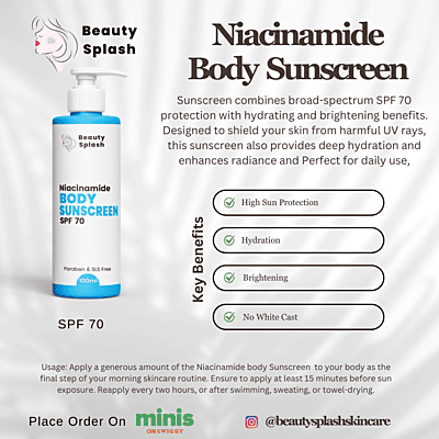 Ultimate Protection & Glow: Niacinamide Body Sunscreen SPF 70 for Brightening & Skin Texture Improvement |100g