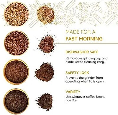 Nima Multifunctional Mixer Grinder For Spices, Seeds, Coffee Beans Pack of 1 (Colour: Silver)