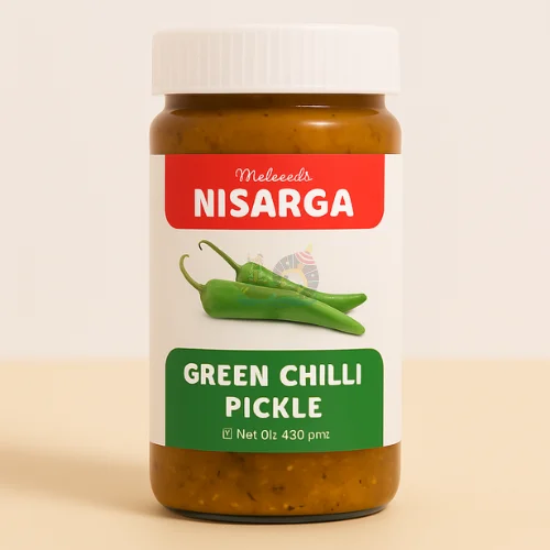 Nisarga Green Chilli Pickle – 300g | Spicy & Flavorful Condiment