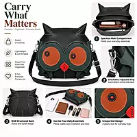 The Nocturne Artisan Owl Crossbody Bag – Sculpted Leather Novelty Bag