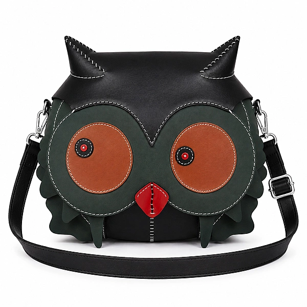 The Nocturne Artisan Owl Crossbody Bag – Sculpted Leather Novelty Bag