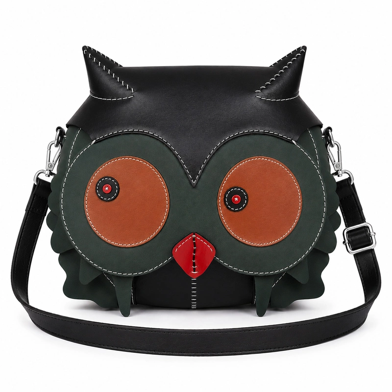 The Nocturne Artisan Owl Crossbody Bag – Sculpted Leather Novelty Bag