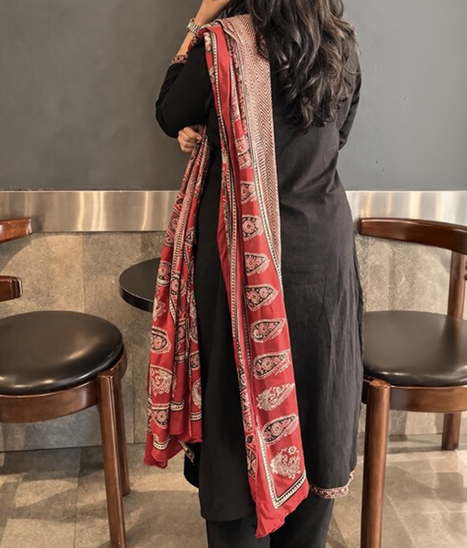 Noir Ajrakh Kurta Set