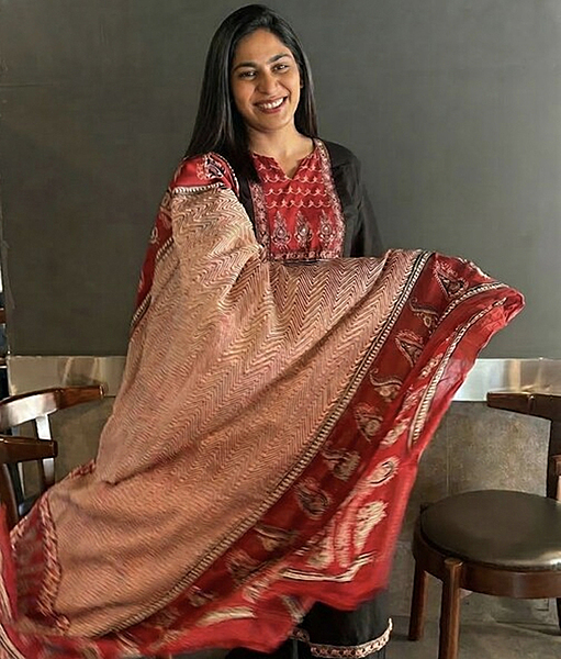 Noir Ajrakh Kurta Set