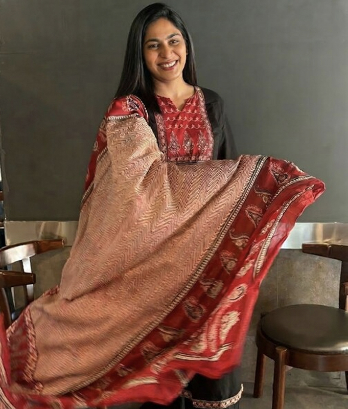 Noir Ajrakh Kurta Set