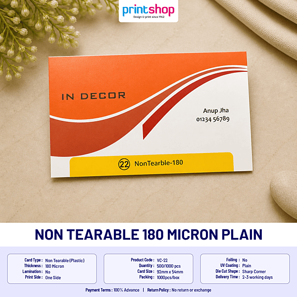 Non Tearable 180 Micron Card