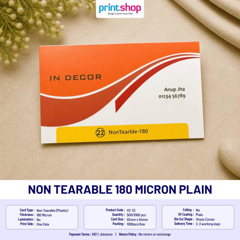 Non Tearable 180 Micron Card