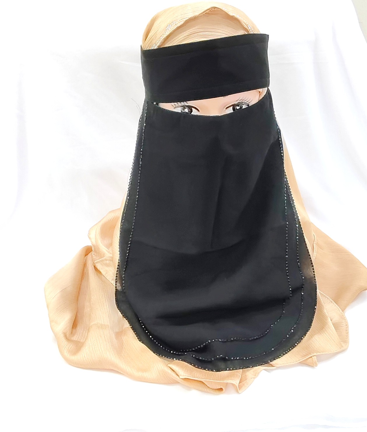 Nose‑Piece With 3 Layers Naqab and Embellished Stone work