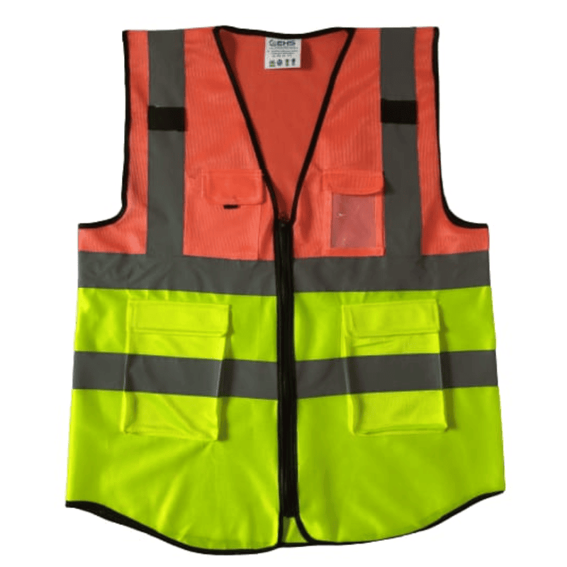 ISAFE NEON GREEN ORANGE 2- TONE SAFETY VEST