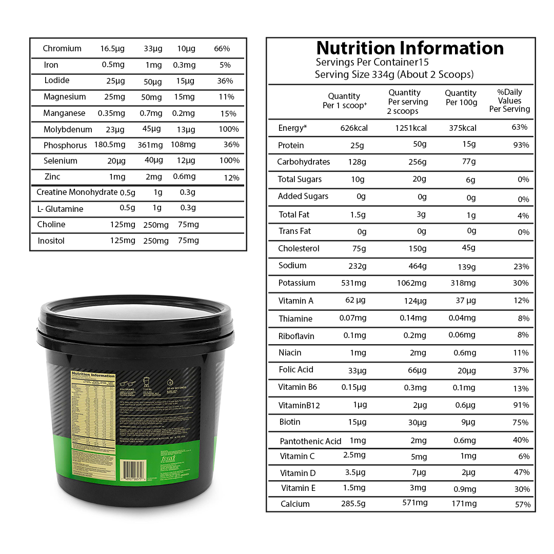 OPTIMUM NUTRITION (ON) Serious Mass Gainer powder (Veg) - Pack of 5 kg (Chocolate)