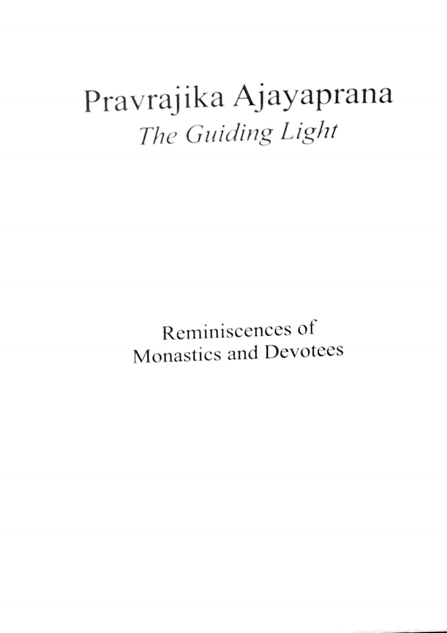 Pravrajika Ajayaprana The Guiding Light