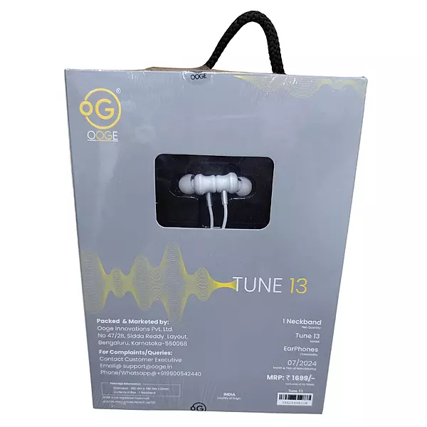 OOGE Tune 13 Bluetooth Neckband Earphones – Wireless | Deep Bass | In-Line Controls | Music & Calls