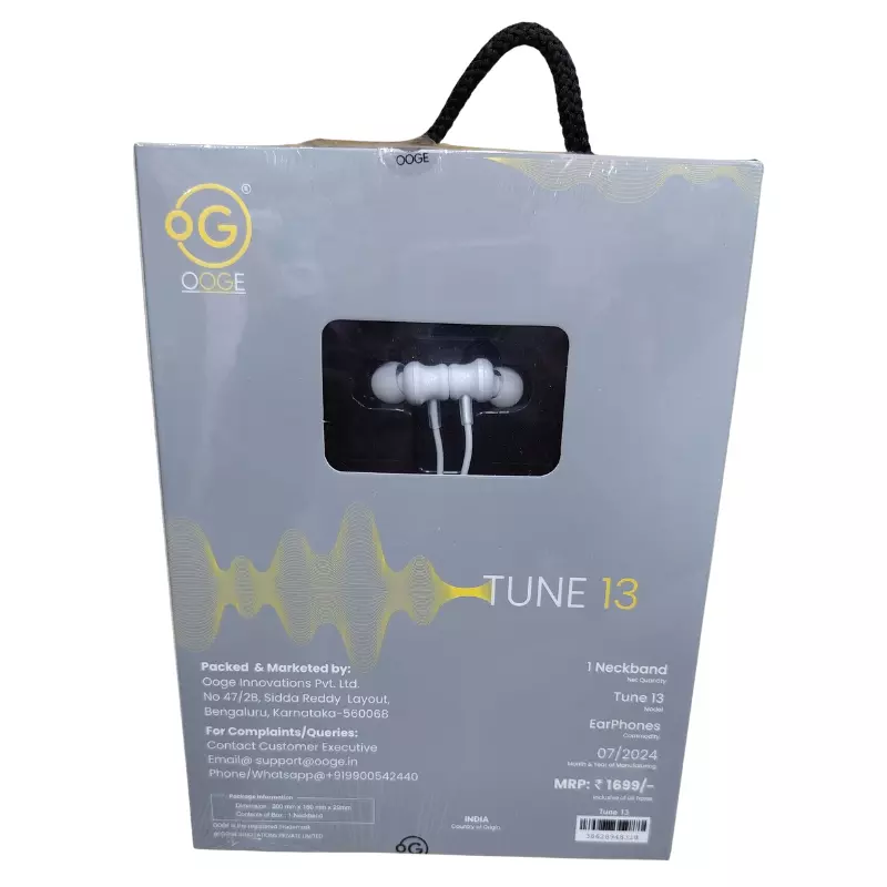 OOGE Tune 13 Bluetooth Neckband Earphones – Wireless | Deep Bass | In-Line Controls | Music & Calls