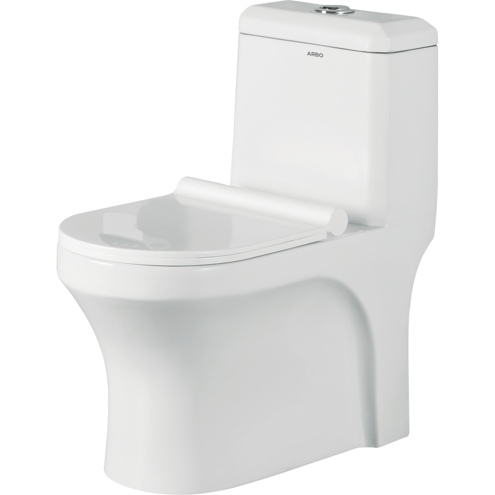 Cosmo Siphonic One Piece Closet S Trap (9" Inch) With Soft Close Seat Cover With Hinges, Fixing Accessories Set and Accessories Set, Cistern Fittings