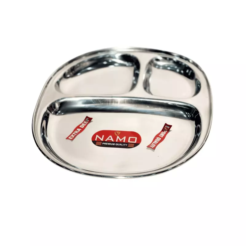 Premium Stainless Steel 3 Compartment Plate