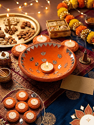 ORANGE BIG FIRNI MIRROR DIYA