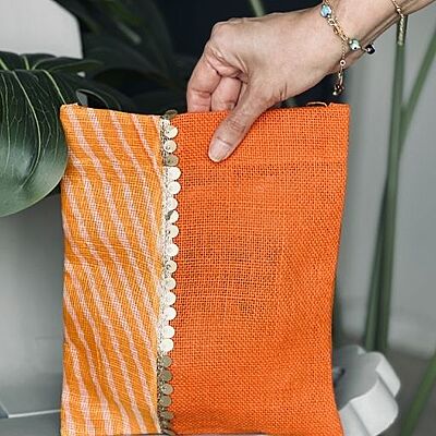 ORANGE LEHRIYA JUTE BATWA