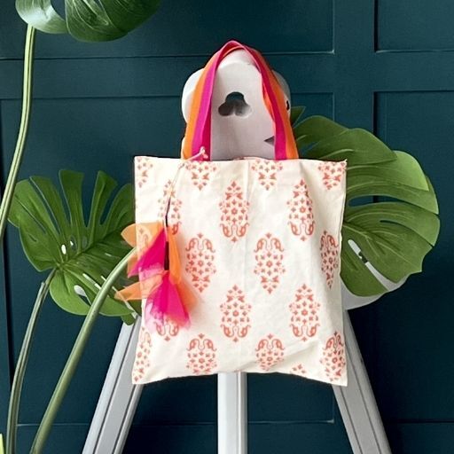 ORANGE PRINTED TULIP BAG