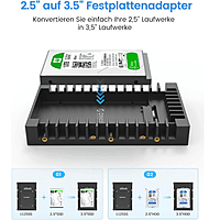 ORICO 1125SS 2.5 to 3.5 Inch Hard Drive Adapter – HDD/SSD Mounting Bracket | Tool-Free Installation