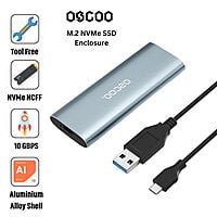 OSCOO M.2 NVME | SATA SSD Enclosure | USB 3.0 | USB-C | Dual Protocol Aluminum Body OSCOO M.2 NVME | SATA SSD Enclosure | USB 3.0 | USB-C | Dual Protocol Aluminum Body