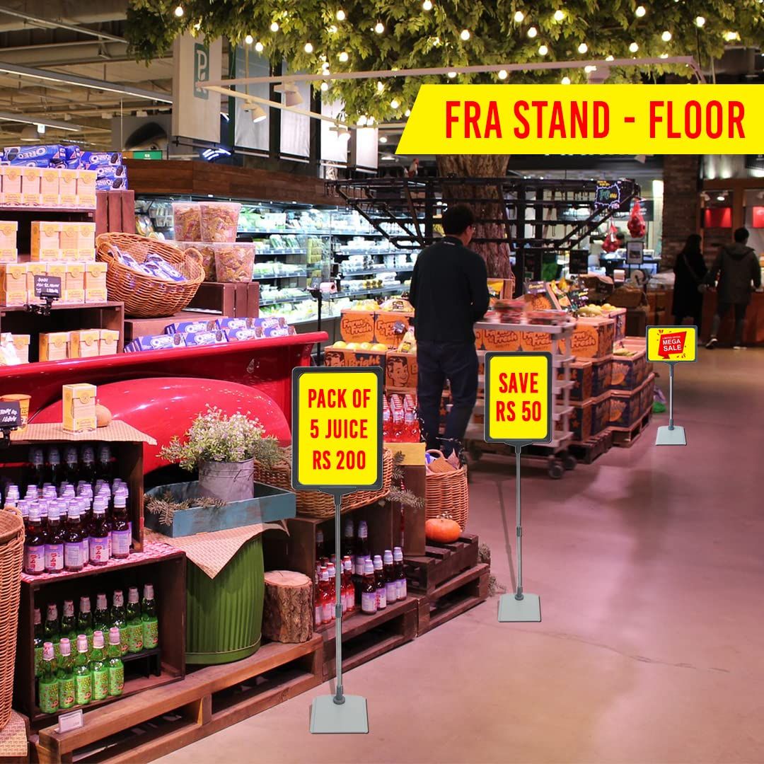 Retail Store Frame Pocket A4 Paper Display with Floor Stand