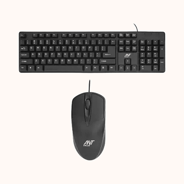 Open Box Ant Value FKBRI02 / Spill-Resistant, Silent Keys, 1200 DPI Mouse & Keyboard Combo Wired USB Desktop Keyboard