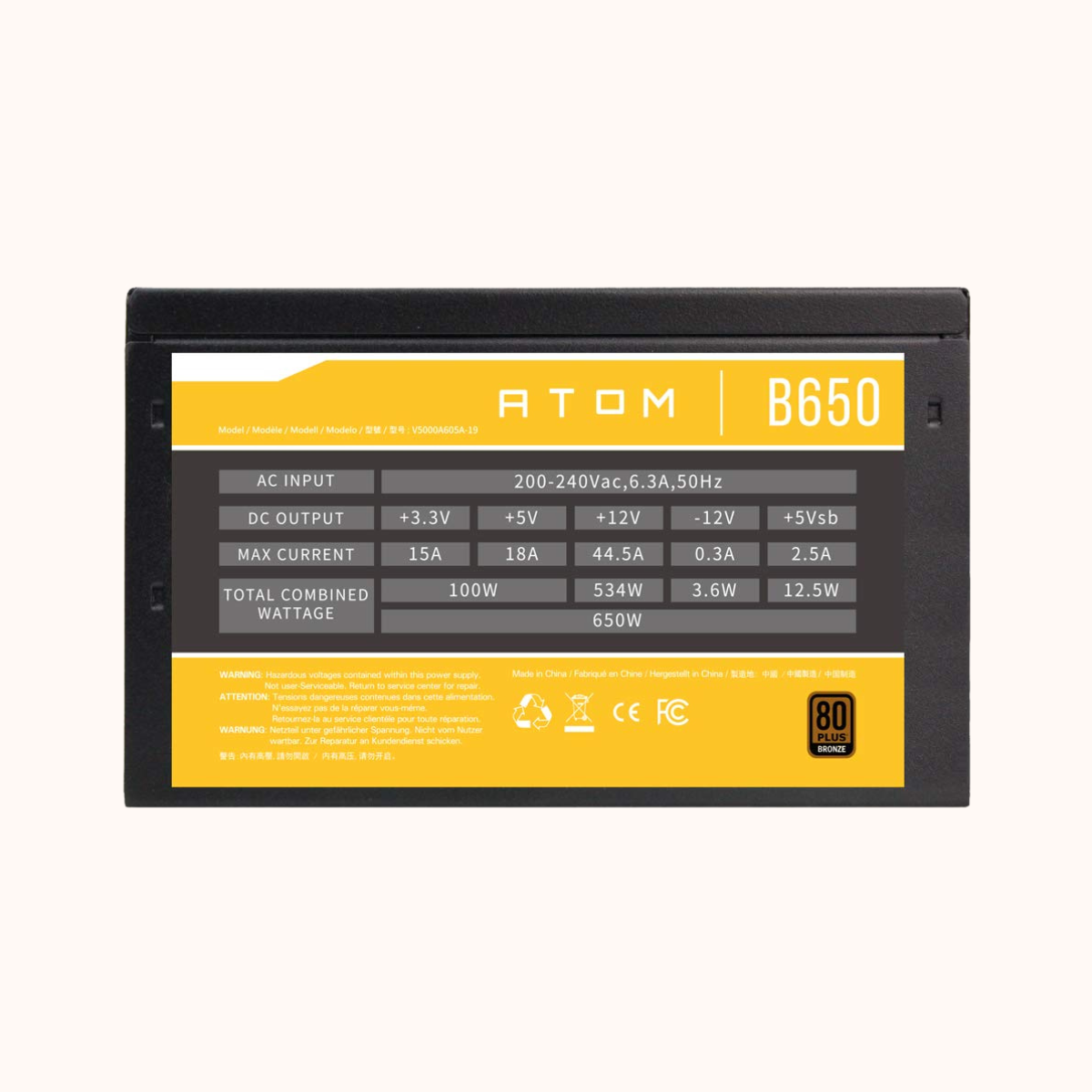Open Box Antec Watt 80 Plus Certified Power Supply with Active Power Factor Correction (APFC) Atom B650 (PS) - 2000