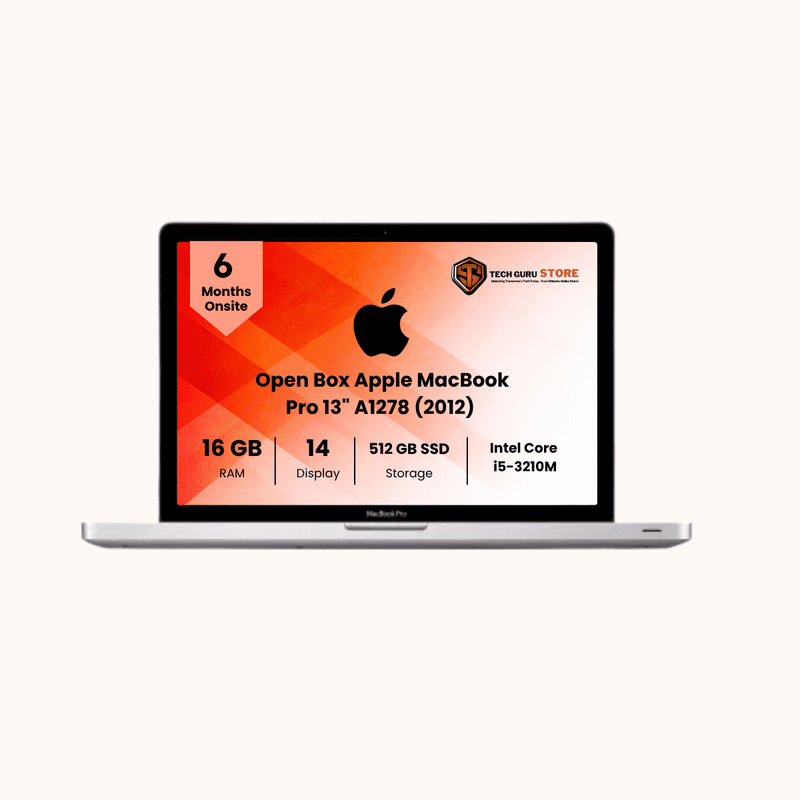 Open Box Apple MACBOOK PRO 13-inch, Mid 2012, Intel i5-3210M, 16GB RAM, 512GB SSD DDR3, Silver, A1278