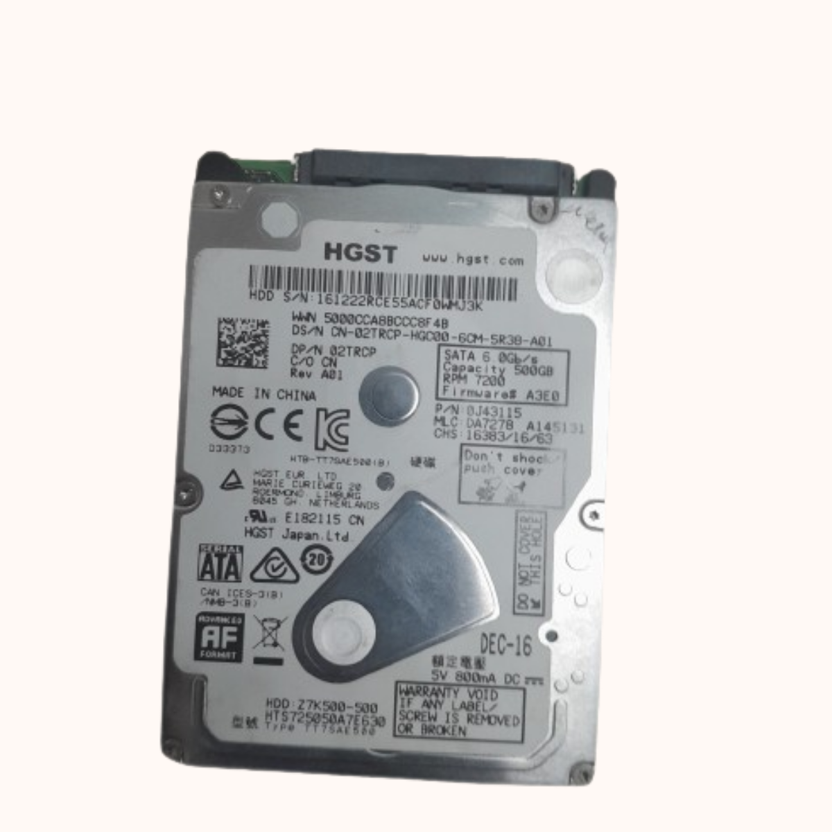 Open Box Hitachi SATA Laptop Hardisk 500GB (0J38105)