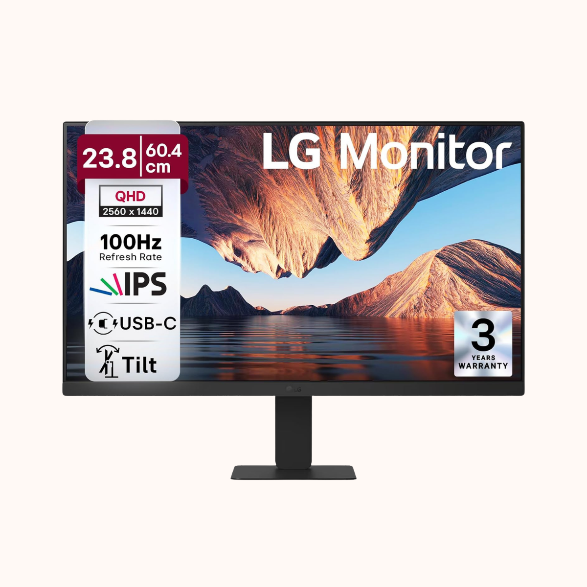 Open Box LG (2560x1440) IPS PC Monitor with 100Hz, 5ms (GtG) HDR10, Flicker Safe, Reader Mode, HDMI, USB-C, Anti-Glare, 3-Side Virtually Borderless Design, sRGB 99% (Black)  24U631A