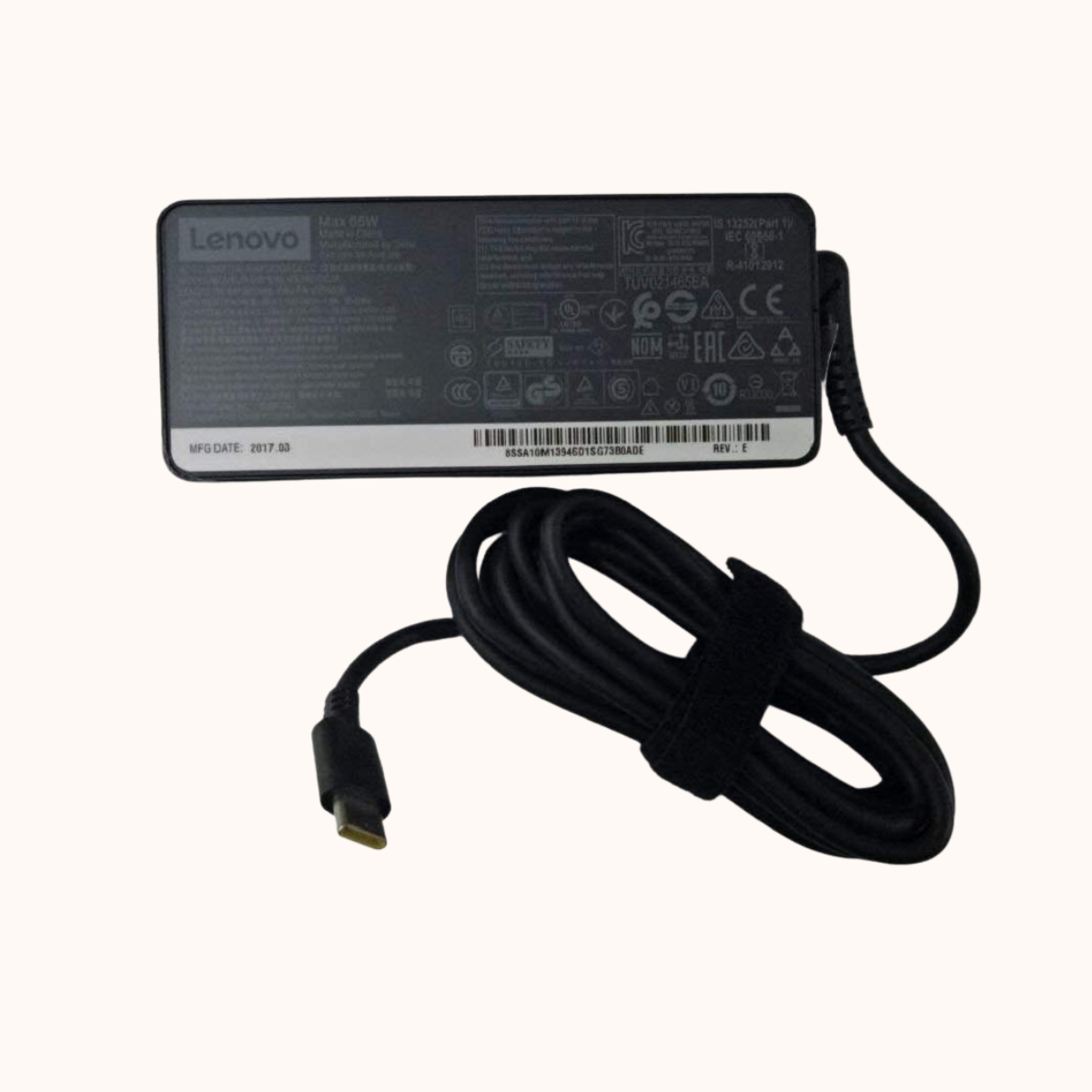 Open Box Lenovo Original 65W 20V 3.25A Standard USB Type-C, Compatible with ThinkPad USB-C, Black
