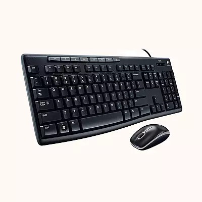 Open Box Logitech MK200 Mouse & Keyboard Combo, Full-Sized Wired USB Laptop Keyboard