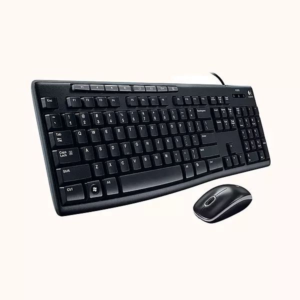 Open Box Logitech MK200 Mouse & Keyboard Combo, Full-Sized Wired USB Laptop Keyboard