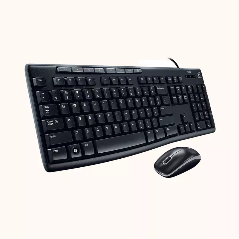 Open Box Logitech MK200 Mouse & Keyboard Combo, Full-Sized Wired USB Laptop Keyboard
