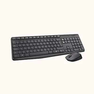 Open Box Logitech MK235 Full-Sized, 15 FN Keys, 3-Year Battery Life Combo Mouse and Wireless Laptop Keyboard (Black & Gray)