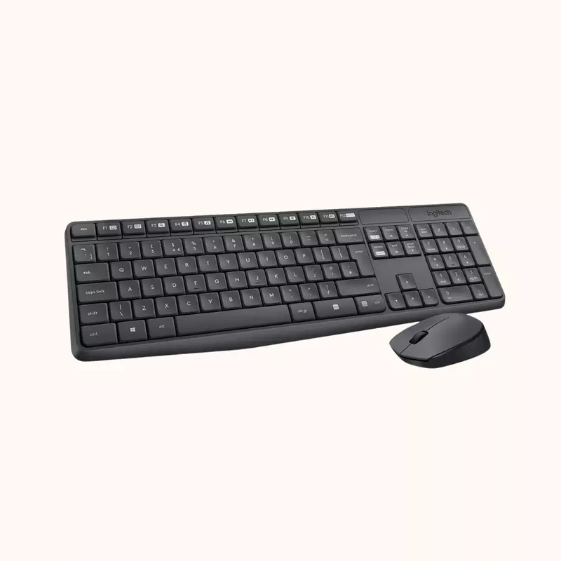Open Box Logitech MK235 Full-Sized, 15 FN Keys, 3-Year Battery Life Combo Mouse and Wireless Laptop Keyboard (Black & Gray)
