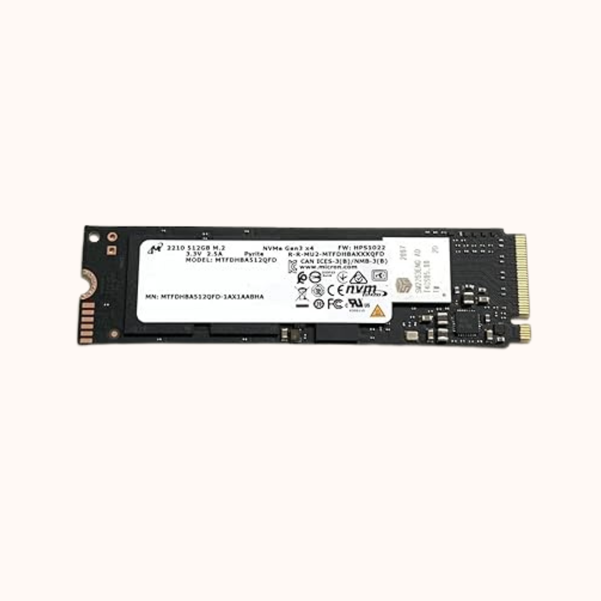 Open Box Micron SSD 512GB 2210 NVMe PCIe Gen3 x4 MTFDHBA512QFD M09630-001