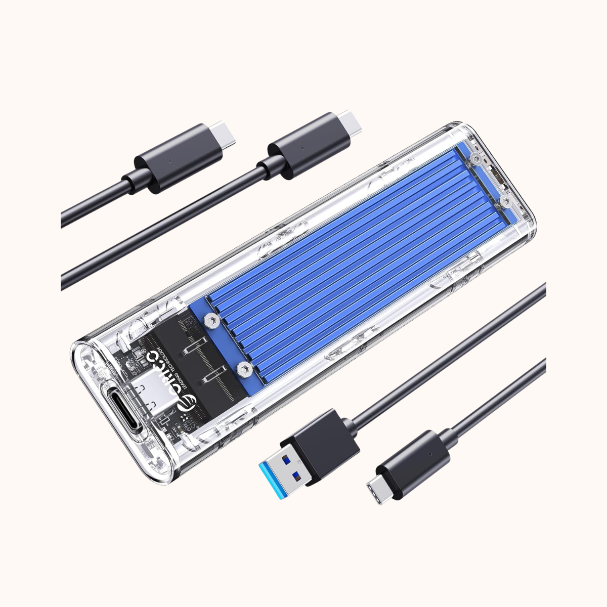 Open Box ORICO M.2 NVME Enclosure Adapter, USB 3.2 Gen 2 (10 Gbps), Adapter Enclosure for 2280 2260 2242 2230 PCI-E, USB Type C Converter Case (TCM2-Blue) TCM2-C3