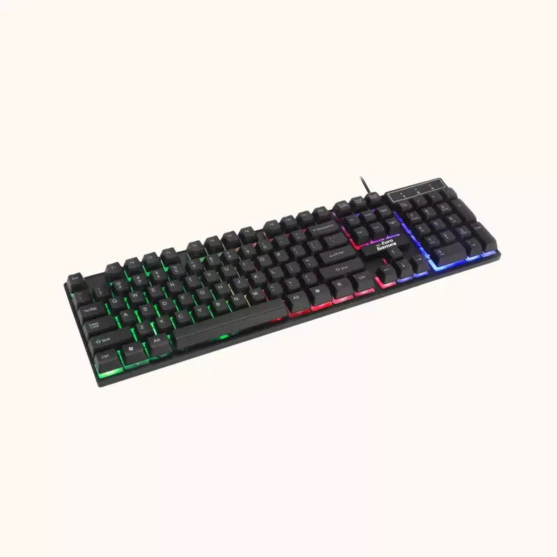 Open Box RPM Euro Games Gaming Keyboard / LED Illuminated & Spill Proof Keys Membrane Wired USB Gaming Keyboard