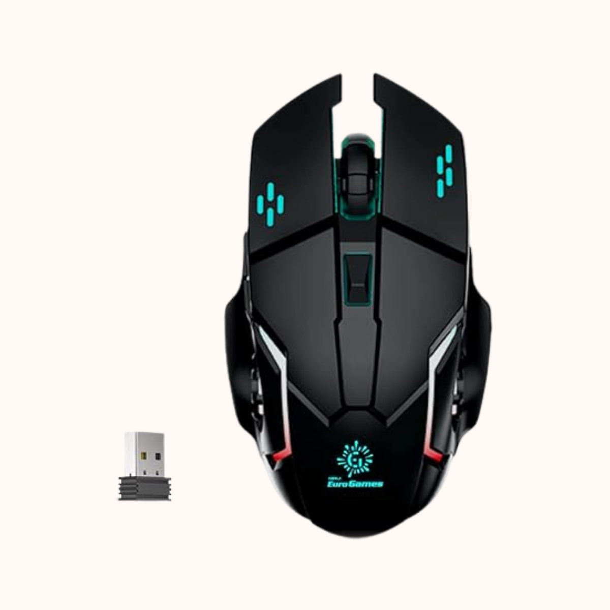 Open Box RPM Euro Games Rechargeable - 500 mAh Battery | Upto 3200 DPI | 6 Buttons | Backlit RGB Wireless Optical Gaming Mouse