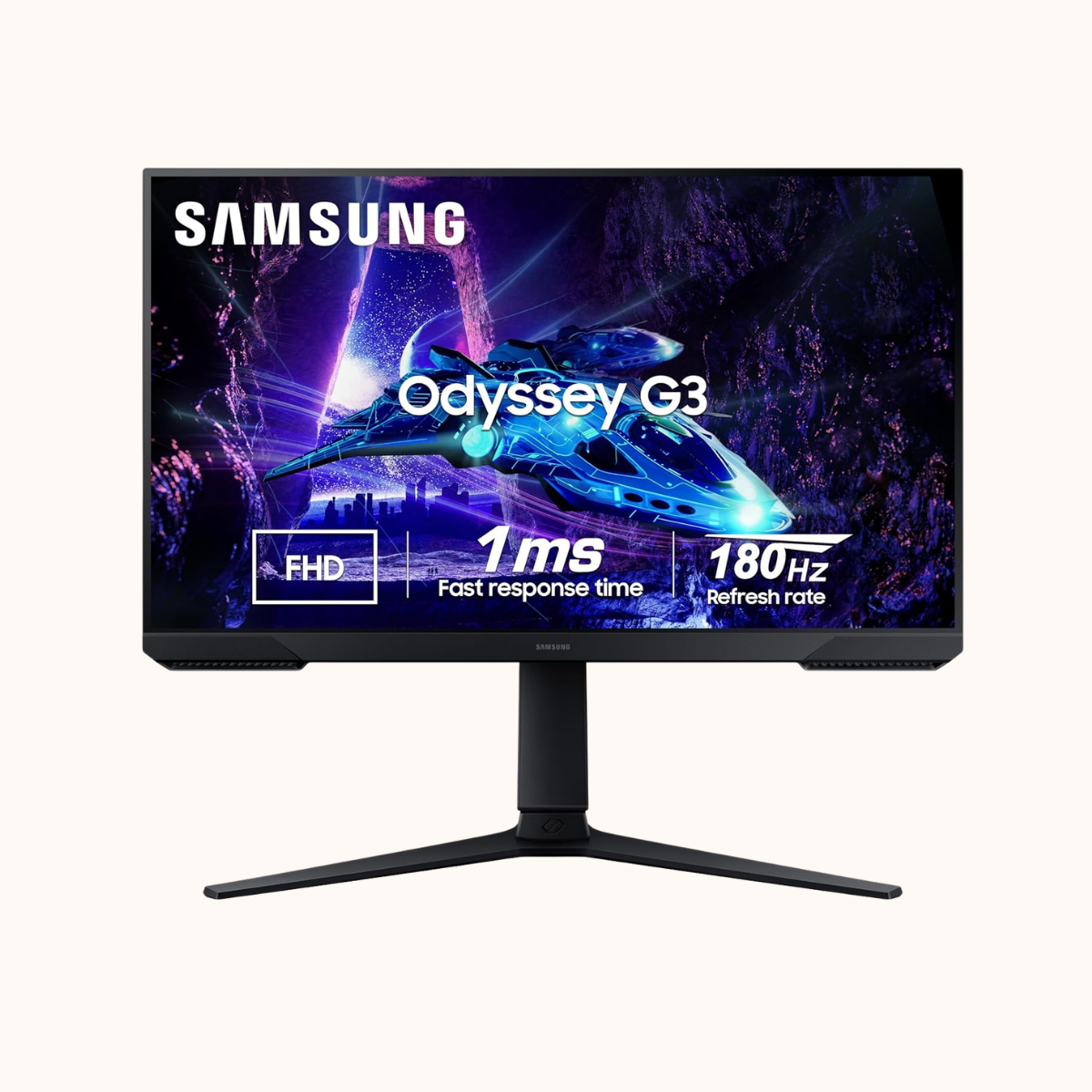 Open Box Samsung 27" (68.5cm) Odyssey G3 Gaming Monitor |FHD 1920 X 1080|180Hz|1ms(MPRT)|AMD HDMI|DP Cable|16.7 Million Colors |Height-Tilt-Pivot Adjustable Stand LS27DG300EWXXL