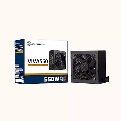 Open Box SilverStone Bronze 550W 80 Plus Non-Modular ATX SMPS Power Supply, Viva 550